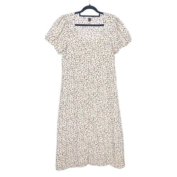 Shein Curve Ditsy Floral Short Sleeve Cottagecore Maxi Dress 0XL Front Slit - Picture 1 of 11